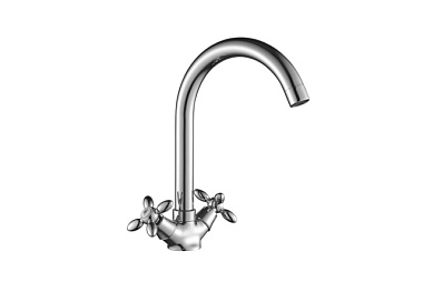 Смеситель Decoroom для кухни двуручный с высоким поворотным изливом хром DR53028