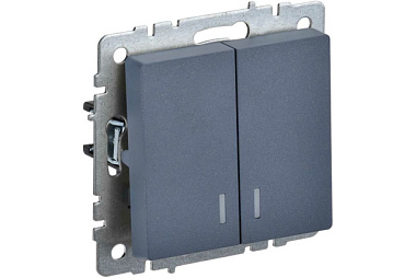 Выключатель IEK Brite ВС10-2-1-БрМ BR-V20-1-10-K35 двухклавишный с индикацией маренго 10А