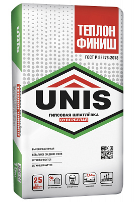 Шпатлевка Юнис Теплон финишная гипсовая супербелая 15 кг