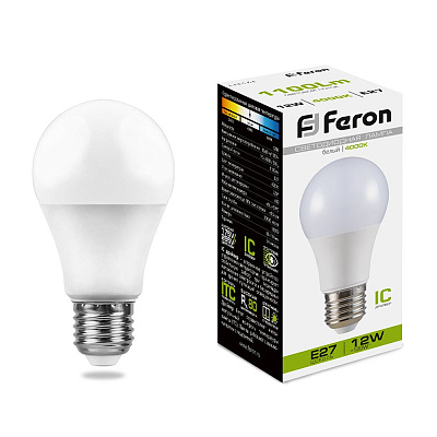 Лампа светодиодная Feron LED 12Вт Е27 белый A60 LB-93 