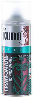 Аэрозоль Kudo грунт-эмаль по ржавчине черная RAL 9005 520 мл KU-319005