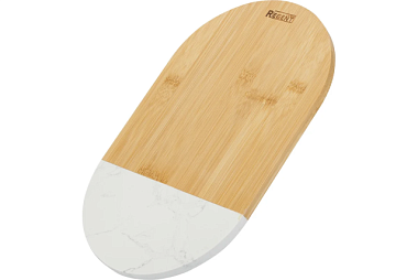 Доска разделочная Regent Inox Bamboo овал вставка белый мрамор 29,5*18*1,2 см 93-BM-9-04.2