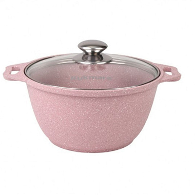 Кастрюля Kukmara Trendy style rose антипригарная литая со стеклянной крышкой 2 л к21tsr