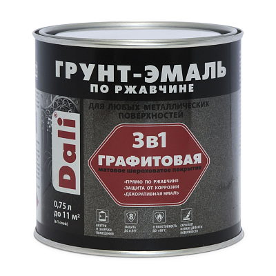 Грунт-эмаль Dali по ржавчине графитовая серебристая 0,75л УТ000002534