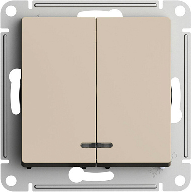 Выключатель Systeme Electric Atlasdesign двухклавишный с подсветкой сх 5а 10АХ механизм песочный 
