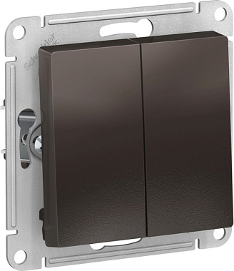 Выключатель Systeme Electric Atlasdesign двухклавишный схема 5 10АХ механизм мокко ATN000651