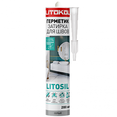 Герметик Litokol Litosil силиконовый серый 280 мл