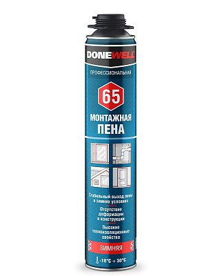 Пена Donewell 65 полиуретановая монтажная профессиональная зимняя 1000 мл*