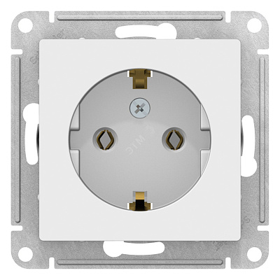 Розетка Schneider Electric Atlasdesign с заземлением 16А механизм белый ATN000143