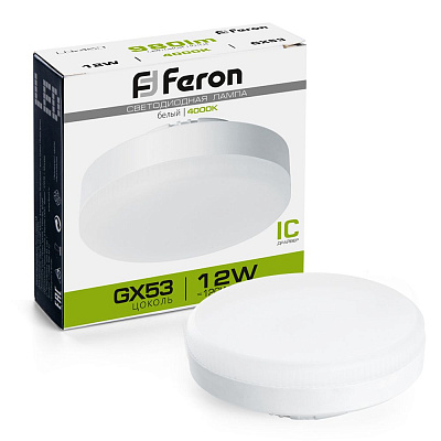 Лампа светодиодная Feron LED 12Вт GX53 белый таблетка LB-453